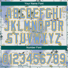 Load image into Gallery viewer, Custom White Light Blue-Yellow 3D Pattern Design Beach Hawaii Palm Trees And Island Authentic Baseball Jersey