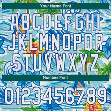 Load image into Gallery viewer, Custom White Royal 3D Pattern Design Beach Hawaii Palm Trees And Flowers Authentic Baseball Jersey