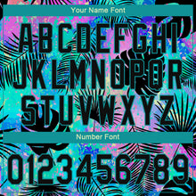 Load image into Gallery viewer, Custom Teal Black 3D Pattern Design Hawaii Palm Leaves Authentic Baseball Jersey