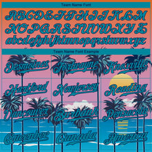 Load image into Gallery viewer, Custom Orange Teal-Navy 3D Pattern Design Sun Beach Hawaii Palm Trees Authentic Baseball Jersey