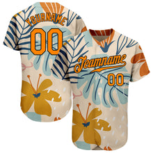 Load image into Gallery viewer, Custom Cream Bay Orange-Black 3D Pattern Design Hawaii Palm Leaves And Flowers Authentic Baseball Jersey