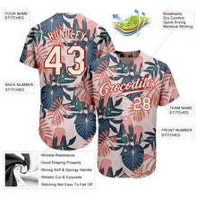 Load image into Gallery viewer, Custom Cream Red 3D Pattern Design Hawaii Palm Leaves And Flowers Authentic Baseball Jersey