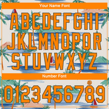 Load image into Gallery viewer, Custom Cream Bay Orange-Olive 3D Pattern Design Beach Coconut Palms Island And Sailboat Authentic Baseball Jersey