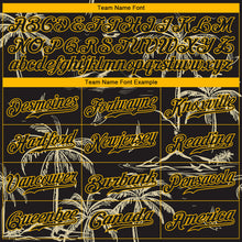 Load image into Gallery viewer, Custom Black Gold 3D Pattern Design Hawaii Palm Trees Island And Sailboat Authentic Baseball Jersey