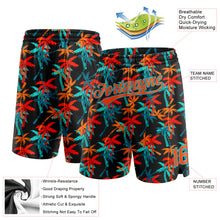 Load image into Gallery viewer, Custom Black Orange-Lakes Blue 3D Pattern Hawaii Coconut Palms Authentic Basketball Shorts