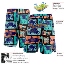 Load image into Gallery viewer, Custom Black Royal-Bay Orange 3D Pattern Summer Ocean Life Authentic Basketball Shorts