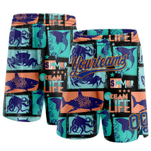 Load image into Gallery viewer, Custom Black Royal-Bay Orange 3D Pattern Summer Ocean Life Authentic Basketball Shorts
