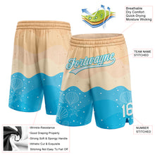 Load image into Gallery viewer, Custom Cream White-Lakes Blue 3D Pattern Beach Authentic Basketball Shorts