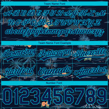 Load image into Gallery viewer, Custom Navy Lakes Blue 3D Pattern Hawaii Palm Trees And Island Authentic Basketball Shorts