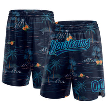 Load image into Gallery viewer, Custom Navy Lakes Blue 3D Pattern Hawaii Palm Trees And Island Authentic Basketball Shorts