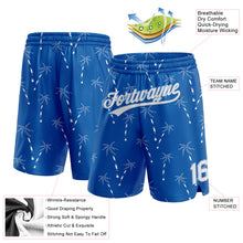 Load image into Gallery viewer, Custom Royal White-Light Blue 3D Pattern Hawaii Palm Trees Authentic Basketball Shorts
