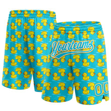 Load image into Gallery viewer, Custom Lakes Blue Yellow-White 3D Pattern Duck Authentic Basketball Shorts