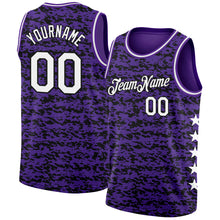 Load image into Gallery viewer, Custom Purple White-Black Authentic City Edition Basketball Jersey