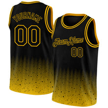 Load image into Gallery viewer, Custom Black Gold Fade Fashion Authentic City Edition Basketball Jersey