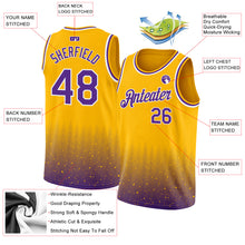 Load image into Gallery viewer, Custom Gold Purple-White Fade Fashion Authentic City Edition Basketball Jersey