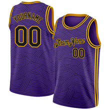 Load image into Gallery viewer, Custom Purple Black-Gold Authentic City Edition Basketball Jersey
