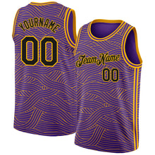 Load image into Gallery viewer, Custom Purple Black-Gold Authentic City Edition Basketball Jersey