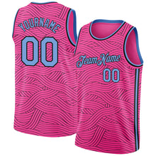 Load image into Gallery viewer, Custom Pink Light Blue-Black Authentic City Edition Basketball Jersey