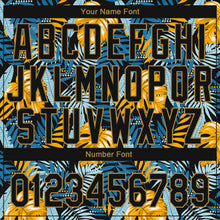 Load image into Gallery viewer, Custom Black Old Gold 3D Pattern Design Hawaii Tropical Leaves Authentic Baseball Jersey