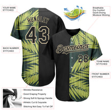 Load image into Gallery viewer, Custom Black City Cream 3D Pattern Design Hawaii Tropical Palm Leaves Authentic Baseball Jersey