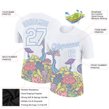 Load image into Gallery viewer, Custom White Light Blue 3D Pattern Design Colorful Flowers And Mushrooms Psychedelic Hallucination Performance T-Shirt