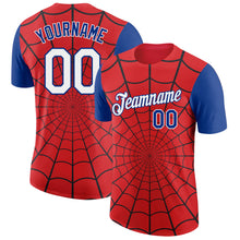 Load image into Gallery viewer, Custom Red White-Royal 3D Pattern Design Spider Performance T-Shirt