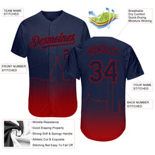 Load image into Gallery viewer, Custom Navy Red 3D Washington City Edition Fade Fashion Authentic Baseball Jersey