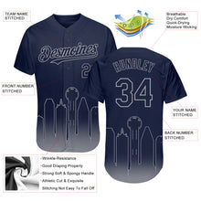 Load image into Gallery viewer, Custom Navy Gray 3D Dallas City Edition Fade Fashion Authentic Baseball Jersey