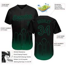 Load image into Gallery viewer, Custom Black Kelly Green 3D Dallas City Edition Fade Fashion Authentic Baseball Jersey