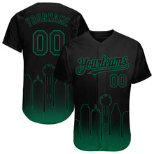 Load image into Gallery viewer, Custom Black Kelly Green 3D Dallas City Edition Fade Fashion Authentic Baseball Jersey