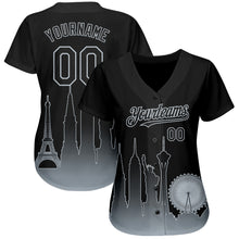 Load image into Gallery viewer, Custom Black Silver 3D Las Vegas City Edition Fade Fashion Authentic Baseball Jersey