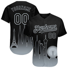Load image into Gallery viewer, Custom Black Silver 3D Las Vegas City Edition Fade Fashion Authentic Baseball Jersey
