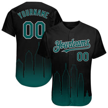 Load image into Gallery viewer, Custom Black Midnight Green-Gray 3D Philadelphia City Edition Fade Fashion Authentic Baseball Jersey