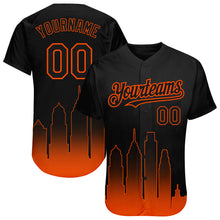 Load image into Gallery viewer, Custom Black Orange 3D Philadelphia City Edition Fade Fashion Authentic Baseball Jersey
