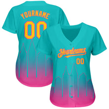 Load image into Gallery viewer, Custom Aqua Yellow-Pink 3D San Diego City Edition Fade Fashion Authentic Baseball Jersey