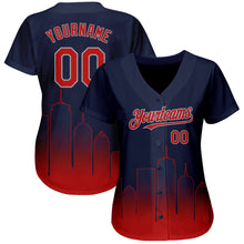 Load image into Gallery viewer, Custom Navy Red-Gray 3D Boston City Edition Fade Fashion Authentic Baseball Jersey