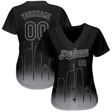 Load image into Gallery viewer, Custom Black-Gray 3D Los Angeles City Edition Fade Fashion Authentic Baseball Jersey