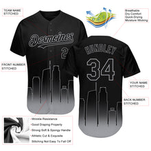 Load image into Gallery viewer, Custom Black-Gray 3D Los Angeles City Edition Fade Fashion Authentic Baseball Jersey
