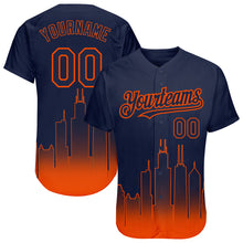 Load image into Gallery viewer, Custom Navy Orange 3D Chicago City Edition Fade Fashion Authentic Baseball Jersey