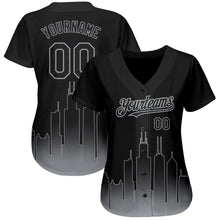 Load image into Gallery viewer, Custom Black Gray 3D Chicago City Edition Fade Fashion Authentic Baseball Jersey