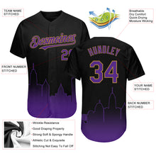 Load image into Gallery viewer, Custom Black Purple-Old Gold 3D Baltimore City Edition Fade Fashion Authentic Baseball Jersey
