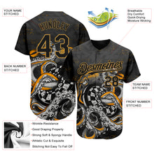 Load image into Gallery viewer, Custom Black Old Gold 3D Pattern Design Octopus Wrapped Around Dart Board Authentic Baseball Jersey