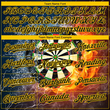 Load image into Gallery viewer, Custom Black Gold 3D Pattern Design Flame Dart Board Authentic Baseball Jersey