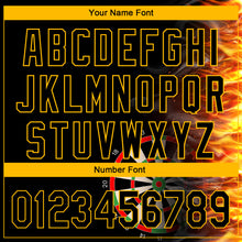 Load image into Gallery viewer, Custom Black Gold 3D Pattern Design Fiery Dart Board Authentic Baseball Jersey