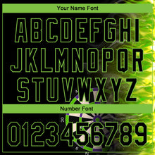 Load image into Gallery viewer, Custom Black Neon Green 3D Pattern Design Fiery Dart Board Authentic Baseball Jersey