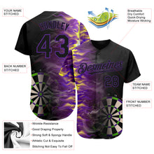 Load image into Gallery viewer, Custom Black Purple 3D Pattern Design Fiery Dart Board Authentic Baseball Jersey