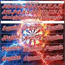 Load image into Gallery viewer, Custom Black Red-White 3D Pattern Design Lightning Flame Dart Board Authentic Baseball Jersey