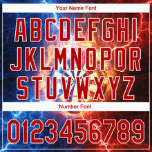 Load image into Gallery viewer, Custom Black Red-White 3D Pattern Design Lightning Flame Dart Board Authentic Baseball Jersey