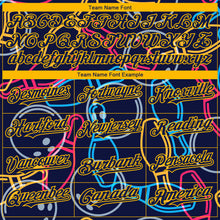 Load image into Gallery viewer, Custom Navy Gold 3D Pattern Design Bowling Authentic Baseball Jersey