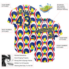 Load image into Gallery viewer, Custom White Royal-Yellow 3D Pattern Design Bowling Authentic Baseball Jersey